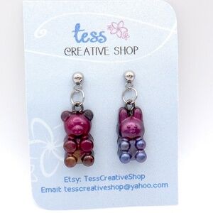 Small Resin Bear & Rabbit Earrings NEW